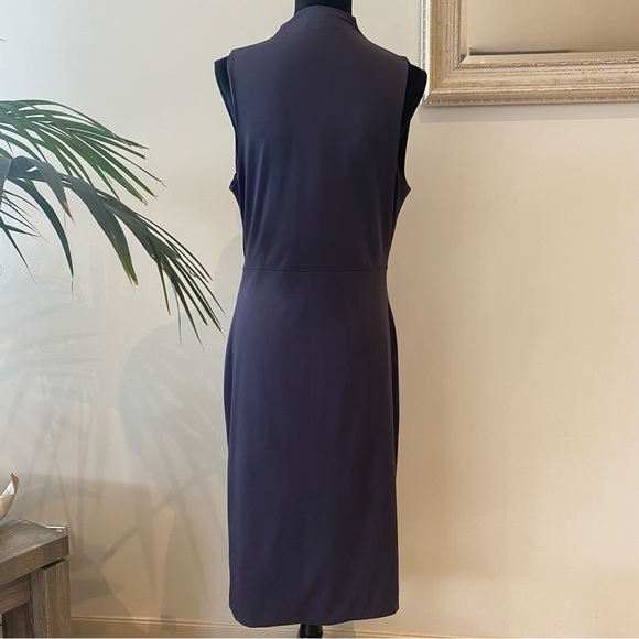 August Midi Dress Grey Cowl neck Satin Bodycon Classic and Elegant Size 14 - Picture 6 of 13